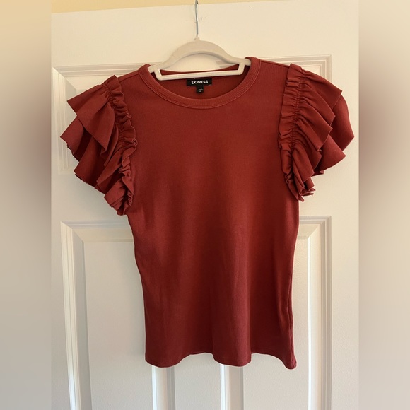 Express Slim Fit Flutter Sleeve Top - Picture 1 of 2
